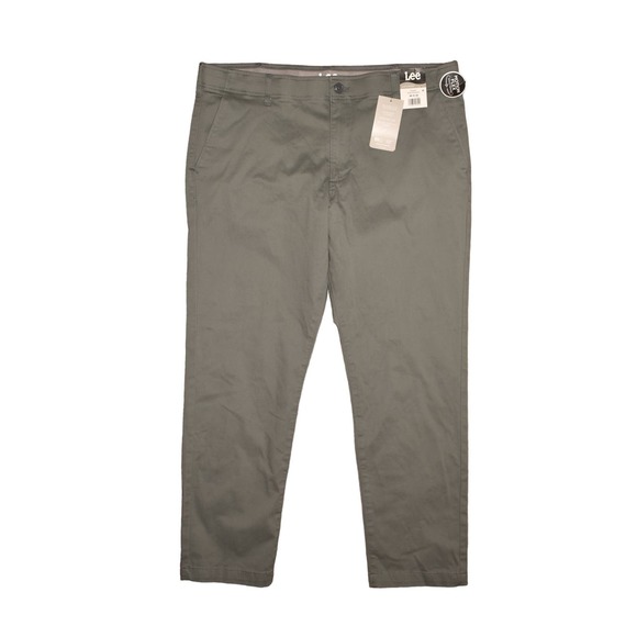 LEE NEW $58 Flat Front Motion Flex Slim‎ Straight Pant Gray Men's 40 - Picture 1 of 3